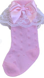Knee High Lace Bow Socks Pink