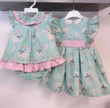 BabyFerr SS23 Floral Mint & Pink Dress Set