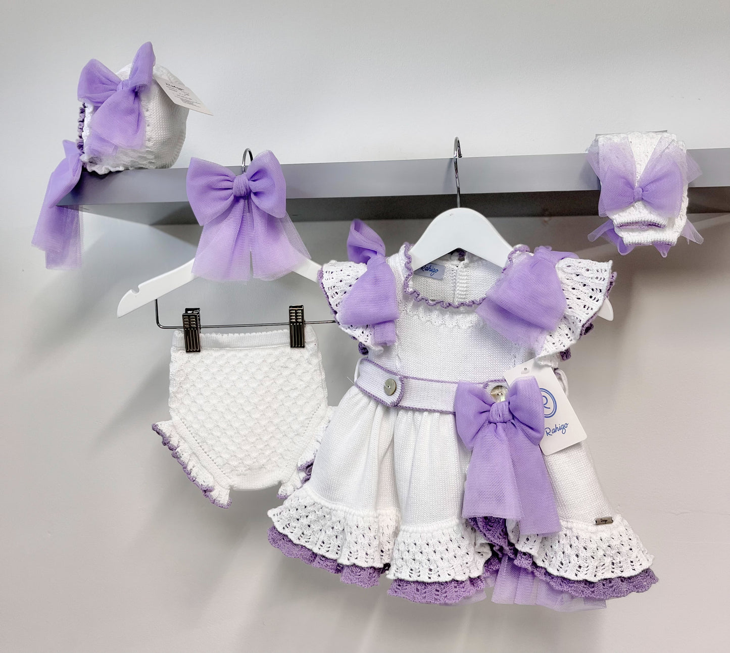 Rahigo SS23 Girls Dress & Pants in White/Lilac - 23173