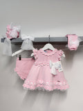 Rahigo SS23 Girls Dress & Pants in Pink/White - 23102