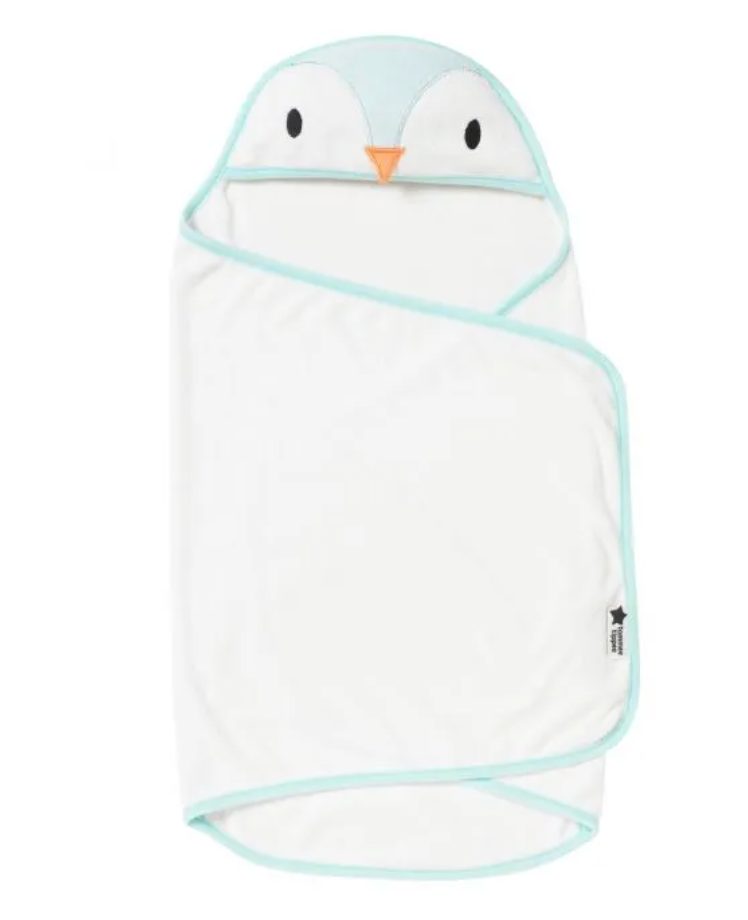 Tommee Tippee Percy The Penguin Swaddle Dry Baby Towel (0 - 6 months) Blue