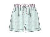 Boys Swim Shorts in Mint Green with Pink Trim