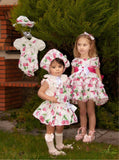 Sonata Girls Pink & WhiteCherry Print Romper skirt