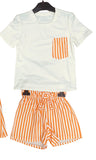 Boys Stripe T Shirt & Shorts Set in Orange